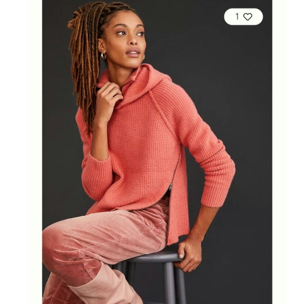 Anthropologie Pilcro Side-Zip Sweater Knit Hoodie Size: M